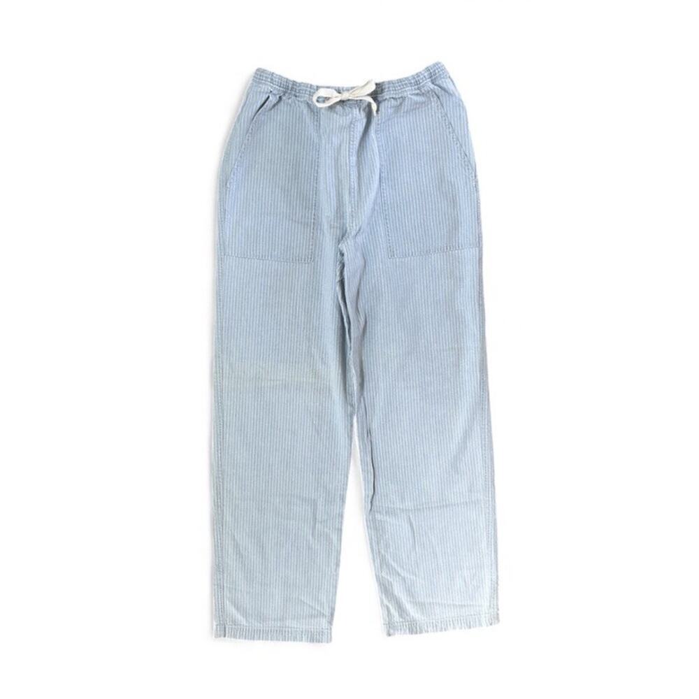 Vintage Lauren Ralph Lauren Blue White Cotton Pinstripe Wide Leg Pants Women’s M